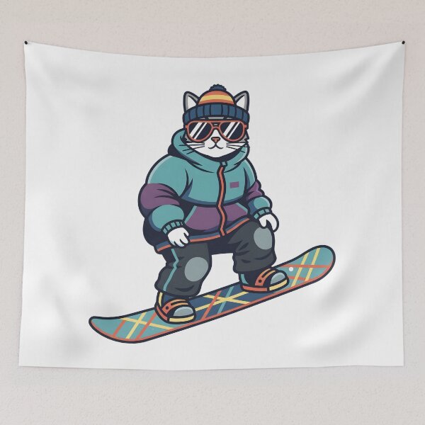 Item preview, Cool Cat Snowboarding Streetwear Illustration designed and sold by Uglyandcute.