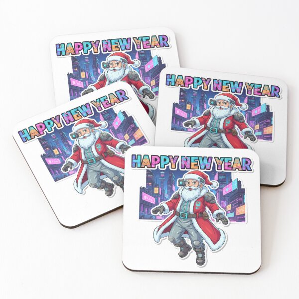 Item preview, Future City Santa – Happy New Year Anime Sticker designed and sold by Imaginarium of Chaos falcon88 .
