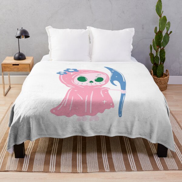 Item preview, Kawaii Pink Grim Reaper with Blue Scythe designed and sold by Horrify.