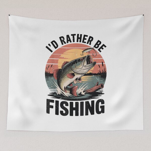 Item preview, I'd Rather Be Fishing Bass Fish Dad Joke Funny Fishermen designed and sold by ChestOutLoud.