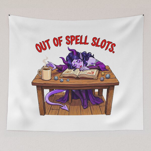 Item preview, Out of Spell Slots: Tired Tiefling Gamer Humor designed and sold by SkinnyFlatWhite.