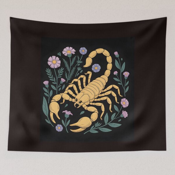 Item preview, Floral Sciorpion Illustration -Botanical Zodiac Arts designed and sold by Viktorio Art Shop.