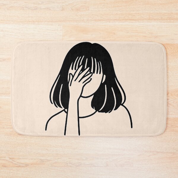 Item preview, silhouette of a girl covering her face with her hand designed and sold by snoWorkshop.