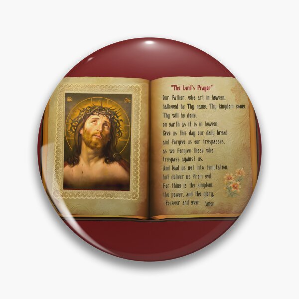 Item preview, icon of Jesus in a crown of thorns and the Lord's Prayer in English designed and sold by orthodox-icon.
