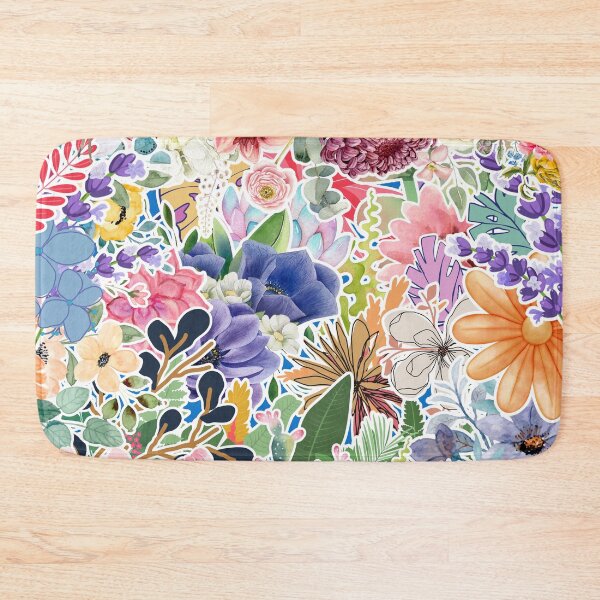 Item preview, Colorful Flower Sticker Collage designed and sold by Swan and Raven Studio.