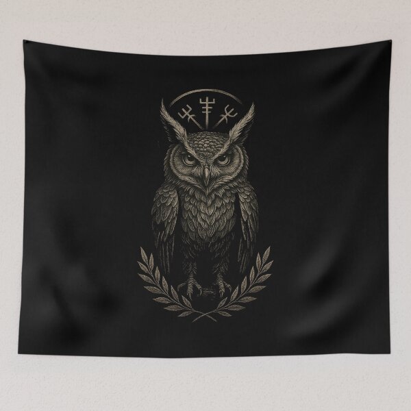 Item preview, SVT Hallowed Owl of the Runes – Norse Pagan Wisdom Totem designed and sold by SEVERTREND APPAREL .