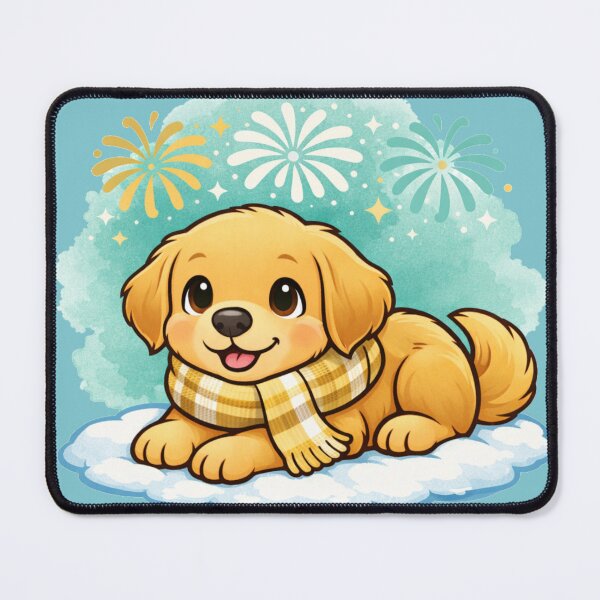 Item preview, Puppy With Fireworks – Relaxed New Year Golden Dog Mom Tee designed and sold by dogmomtees.