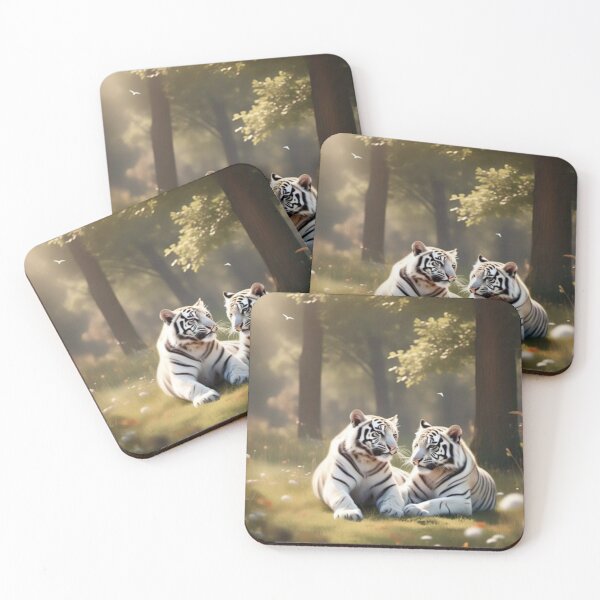 Item preview, Ethereal White Tigers – Artistic Illustration designed and sold by TreatLLC.
