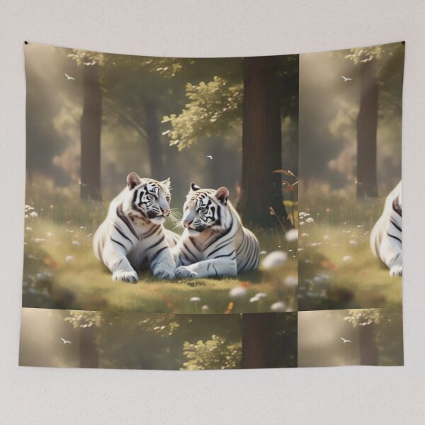 Item preview, Ethereal White Tigers – Artistic Illustration designed and sold by TreatLLC.