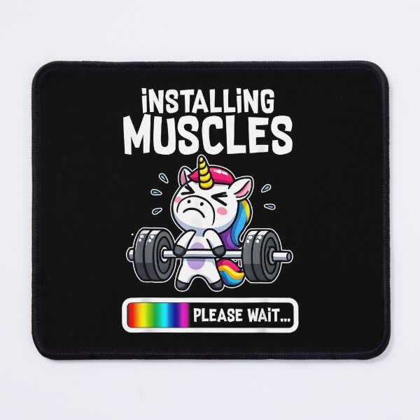 Item preview, Installing Muscles Please Wait Funny Cute Unicorn Workout Gym Fitness Weightlifting designed and sold by ChestOutLoud.