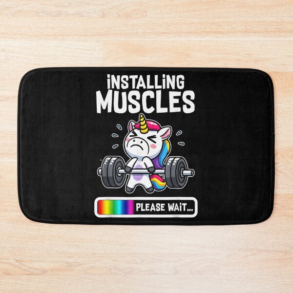 Item preview, Installing Muscles Please Wait Funny Cute Unicorn Workout Gym Fitness Weightlifting designed and sold by ChestOutLoud.