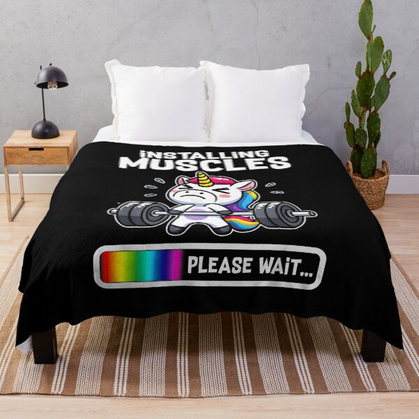Item preview, Installing Muscles Please Wait Funny Cute Unicorn Workout Gym Fitness Weightlifting designed and sold by ChestOutLoud.