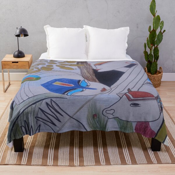 Item preview, Abstract Radha Krishna Art – Spiritual Love Illustration with Cow & Peacock Feather designed and sold by AkkoAkko.
