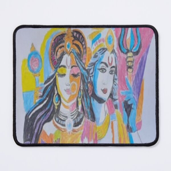 Item preview, Abstract Shiva Parvati Art – Divine Hindu Illustration with Trishul & Spiritual Energy designed and sold by AkkoAkko.
