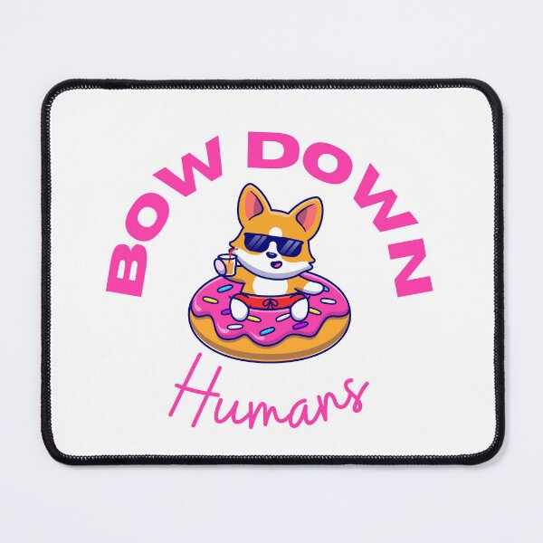 Item preview, Funny Dog Sticker – “Bow Down Humans” Sassy Pool Float Dog Cute Cartoon Art designed and sold by EJRdesign.
