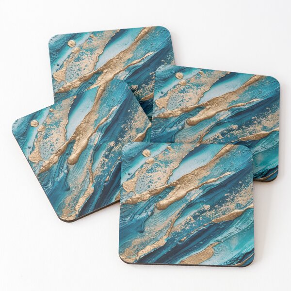 Item preview, Turquoise Gold Abstract Marble Geode Art designed and sold by Mindful Wall Art Studio.