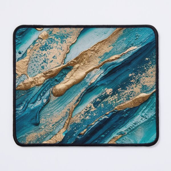 Item preview, Turquoise Gold Abstract Marble Geode Art designed and sold by Mindful Wall Art Studio.