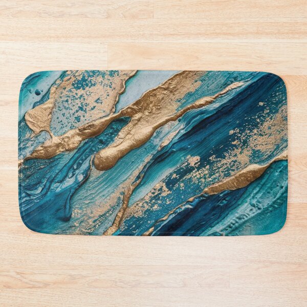 Item preview, Turquoise Gold Abstract Marble Geode Art designed and sold by Mindful Wall Art Studio.