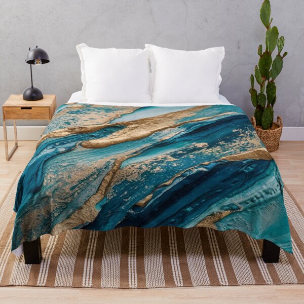 Item preview, Turquoise Gold Abstract Marble Geode Art designed and sold by Ed & Harmony.