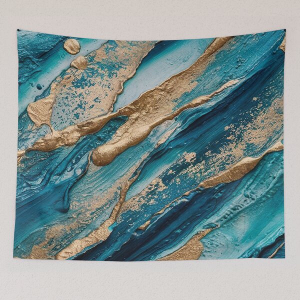 Item preview, Turquoise Gold Abstract Marble Geode Art designed and sold by Ed & Harmony.