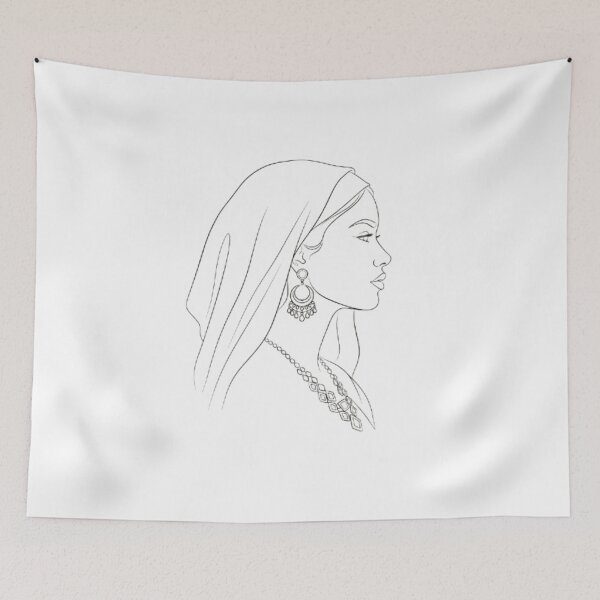 Item preview, Minimalist Moroccan Woman Line Art | Elegant Hijab & Traditional Jewelry Portrait designed and sold by Midnight Manor Art.
