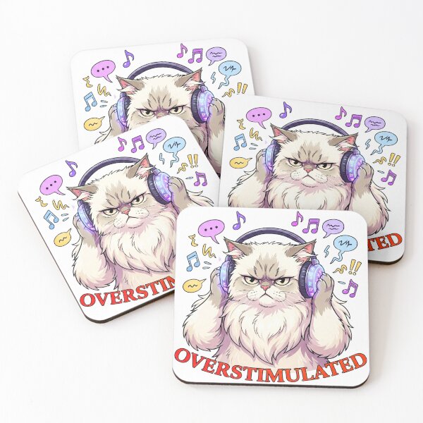 Item preview, Overstimulated Cat: Funny Sensory Overload Art designed and sold by SkinnyFlatWhite.