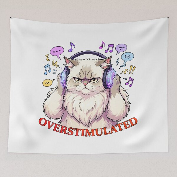 Item preview, Overstimulated Cat: Funny Sensory Overload Art designed and sold by SkinnyFlatWhite.