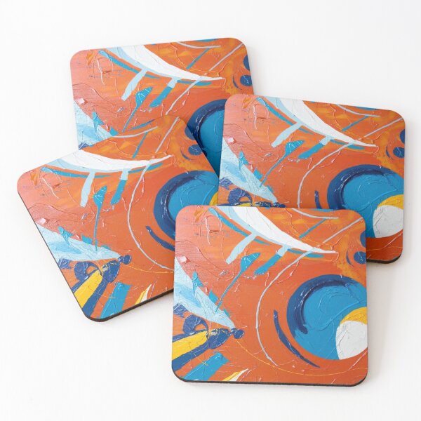 Item preview, Vibrant Orange Blue Abstract Swirl Painting designed and sold by Ed & Harmony.