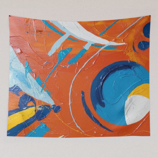 Item preview, Vibrant Orange Blue Abstract Swirl Painting designed and sold by Ed & Harmony.