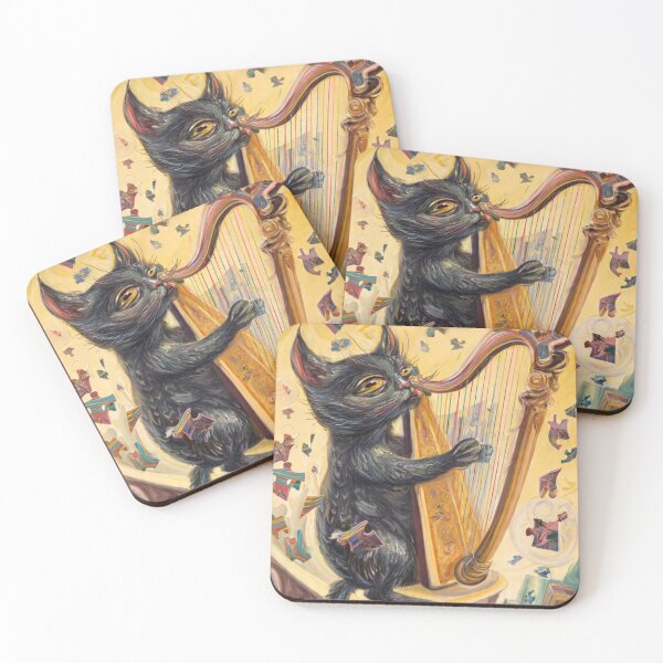 Item preview, Puzzle Harp Cat – Artistic Illustration designed and sold by TreatLLC.