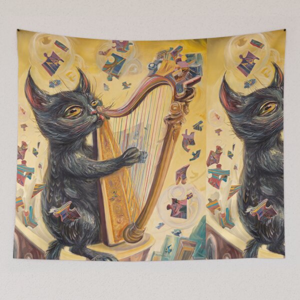 Item preview, Puzzle Harp Cat – Artistic Illustration designed and sold by TreatLLC.