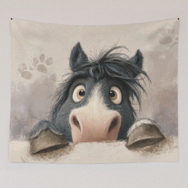 Item preview, Grulla Horse Peeking over Wall 01 designed and sold by Elisabeth Lucas.