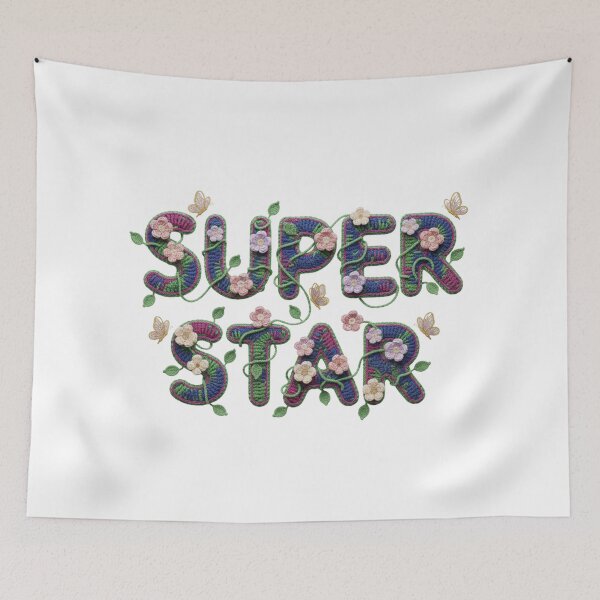 Item preview, Super Star Crochet Art - Handcrafted Floral Fiber Typography designed and sold by Pukisdaizi.