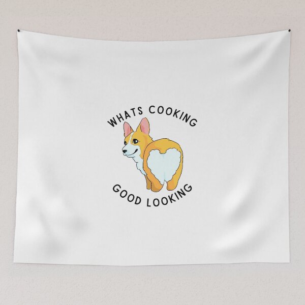 Item preview, Funny Corgi Sticker – “What’s Cooking, Good Looking?” (2) Cute Dog Quote Cartoon Art designed and sold by EJRdesign.
