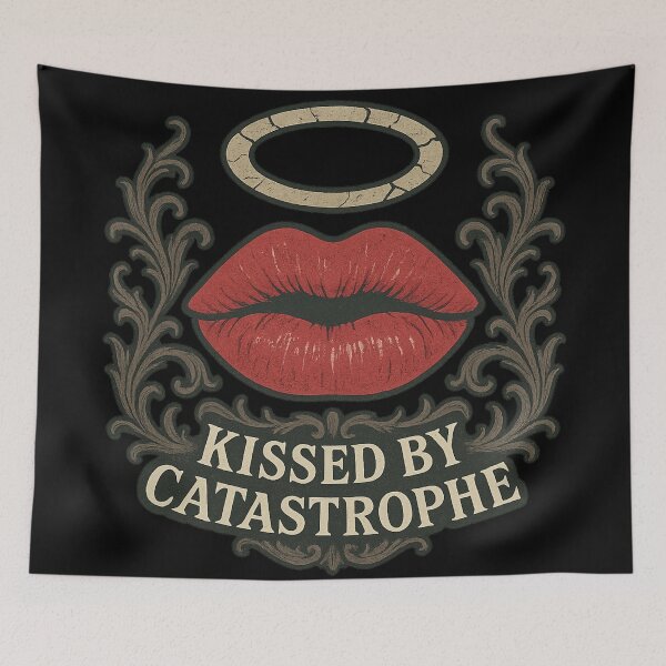Item preview, Kissed by Catastrophe Gothic Lips Art – Dark Romantic Vintage Aesthetic designed and sold by Mouraludia.