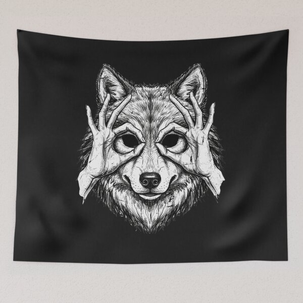 Item preview, Wolf Vision - Surreal Dark Art Wolf with Human Hands designed and sold by Pukisdaizi.