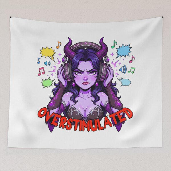 Item preview, Overstimulated Tiefling: Funny Sensory Overload Art designed and sold by SkinnyFlatWhite.