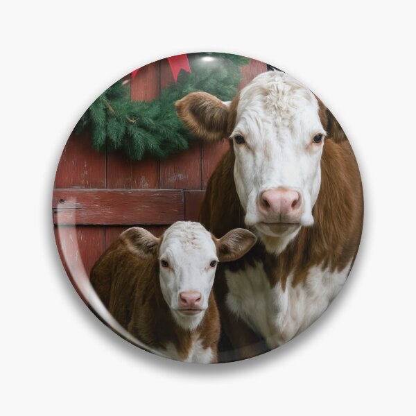 Item preview, Hereford Cow and Calf With Christmas Wreath designed and sold by Maria Dryfhout.