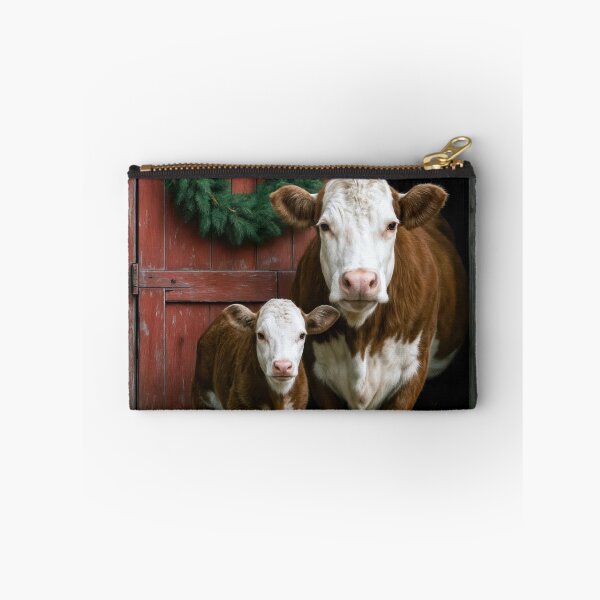 Item preview, Hereford Cow and Calf With Christmas Wreath designed and sold by Maria Dryfhout.