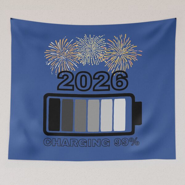 Item preview, 2026 Charging 99% – New Year Loading Battery Design designed and sold by A-Szczesniak.