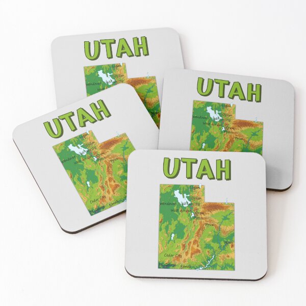 Item preview, Utah State Map - Topographic Relief & Major Cities Art designed and sold by mashmosh.