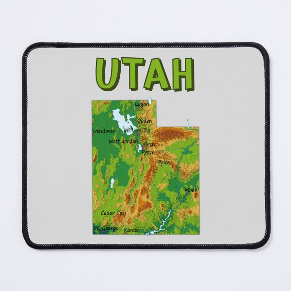 Item preview, Utah State Map - Topographic Relief & Major Cities Art designed and sold by mashmosh.