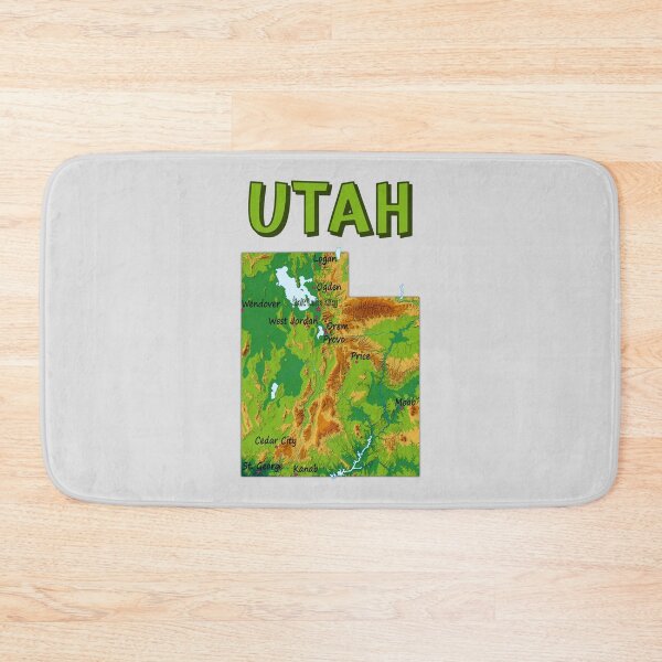 Item preview, Utah State Map - Topographic Relief & Major Cities Art designed and sold by mashmosh.
