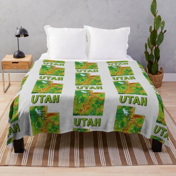 Item preview, Utah State Map - Topographic Relief & Major Cities Art designed and sold by mashmosh.