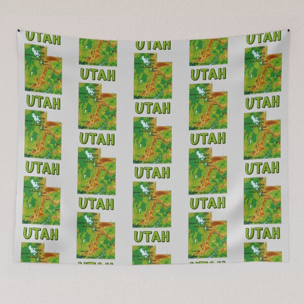 Item preview, Utah State Map - Topographic Relief & Major Cities Art designed and sold by mashmosh.