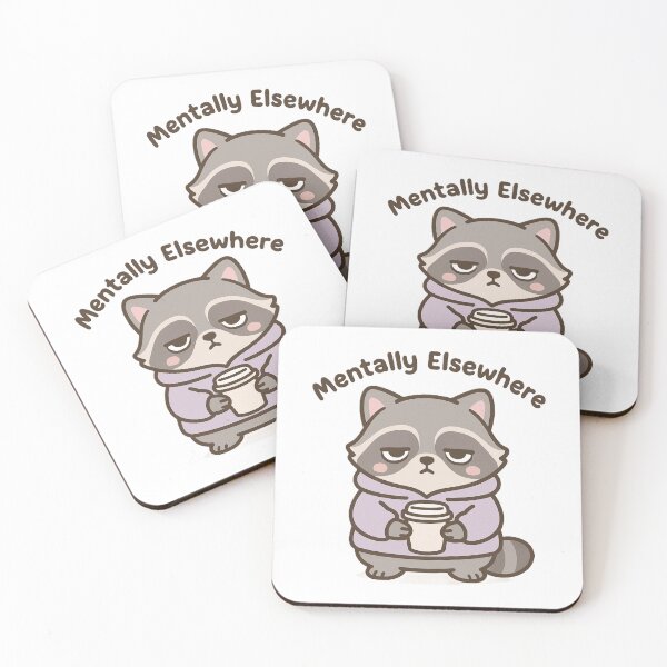 Item preview, Kawaii Raccoon Mentally Elsewhere Coffee & Fatigue designed and sold by Serge-Design.