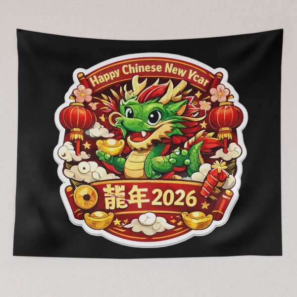 Item preview, Happy Chinese New Year 2026 The Majestic Year of the Dragon horses  designed and sold by zuzzelek44.