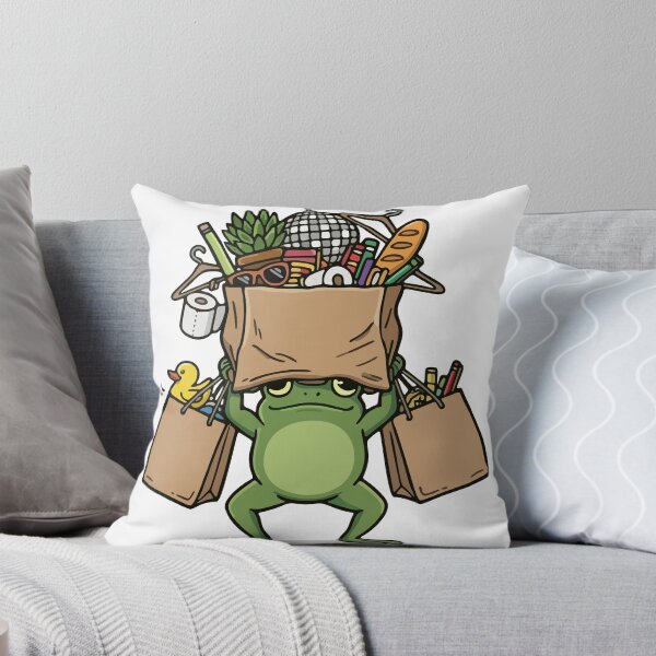 Item preview, Funny Chaotic Frog Struggling With Heavy Shopping Bags Impulse Buyer designed and sold by Floomart.