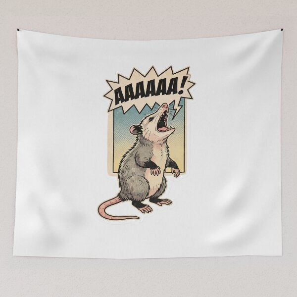 Item preview, Retro Comic Opossum Screaming Into The Void Funny Feral Meme designed and sold by StickyGuys.