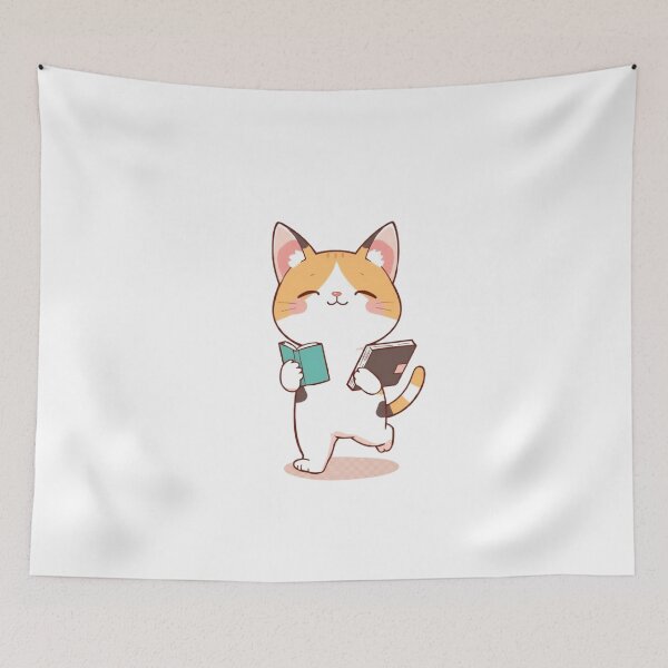 Item preview, cute cat with books designed and sold by markets.mao.
